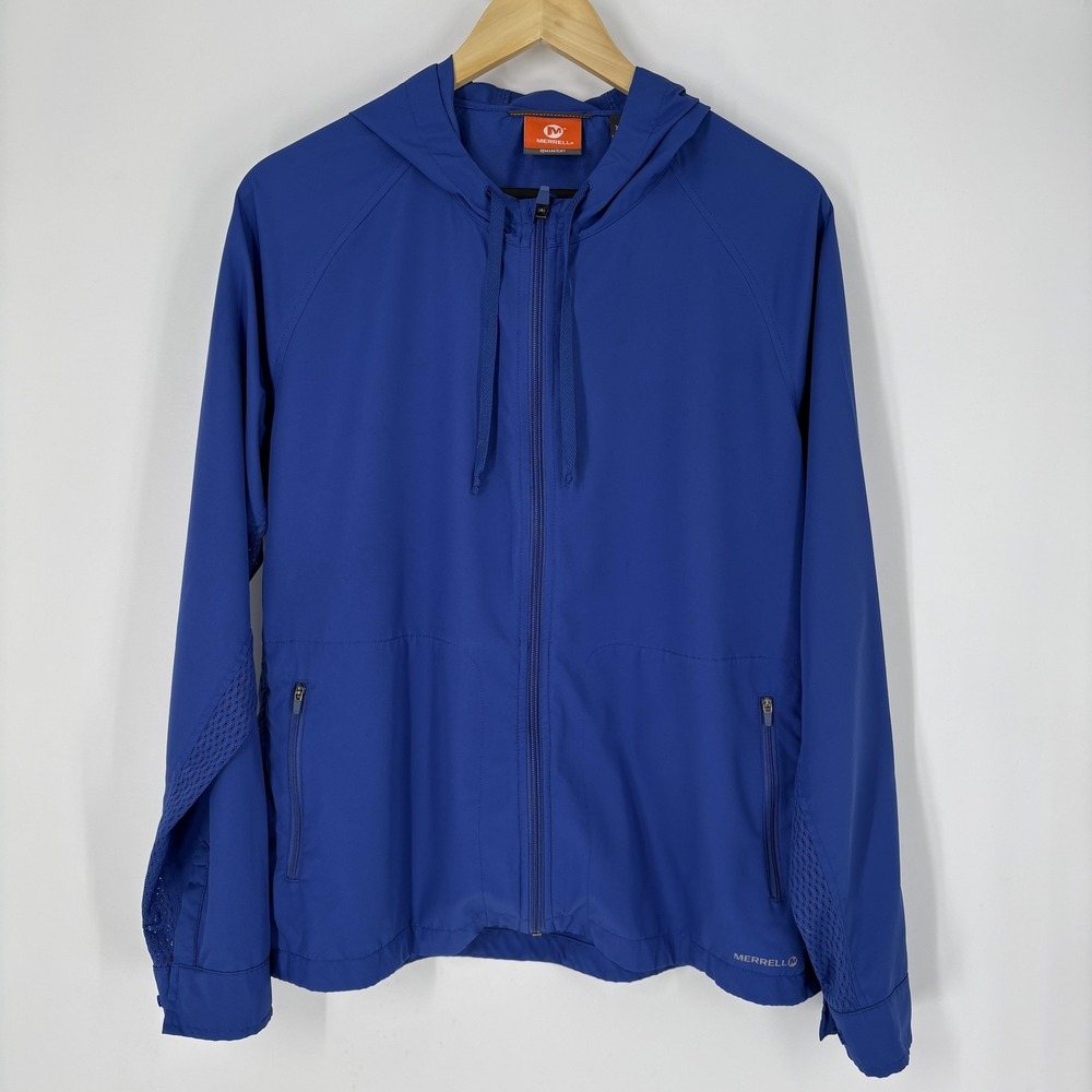 Merrell Jacket‎ Womens XL Blue SelectDry Hooded Full Zip Lightweight Windbreaker